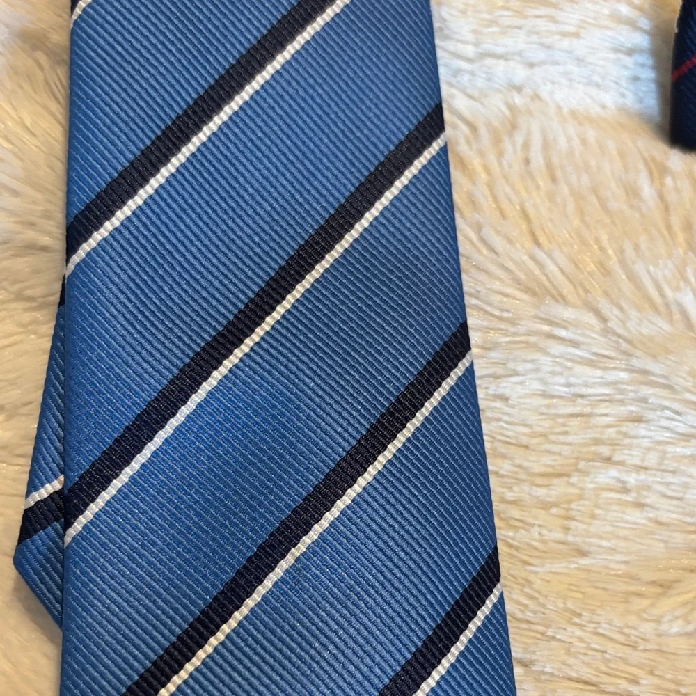Janie and Jack Blue Striped and Plaid Ties with Bow Tie